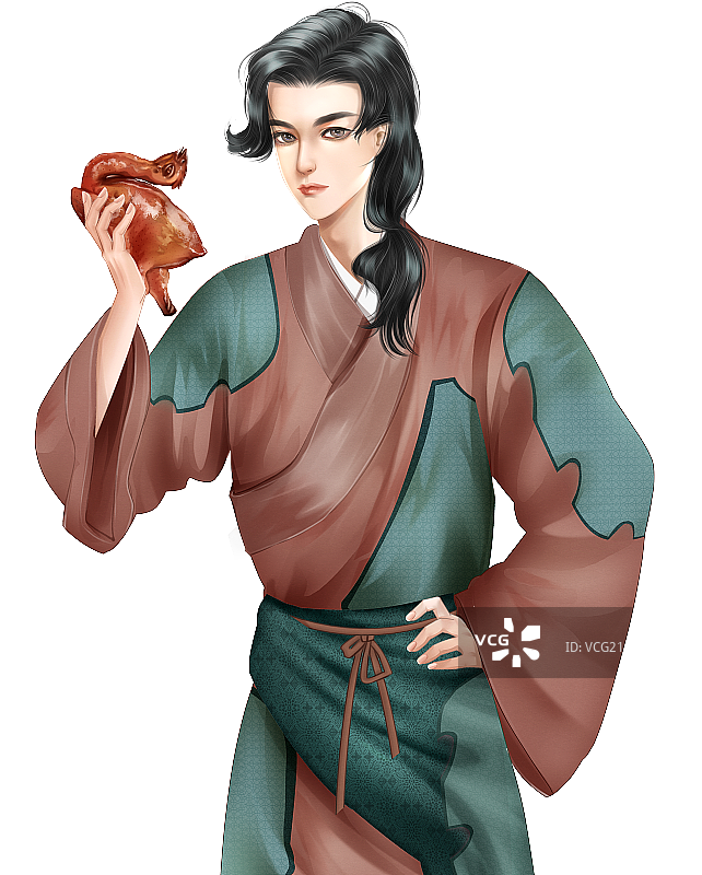 中国风古风男性乞丐插画图片素材