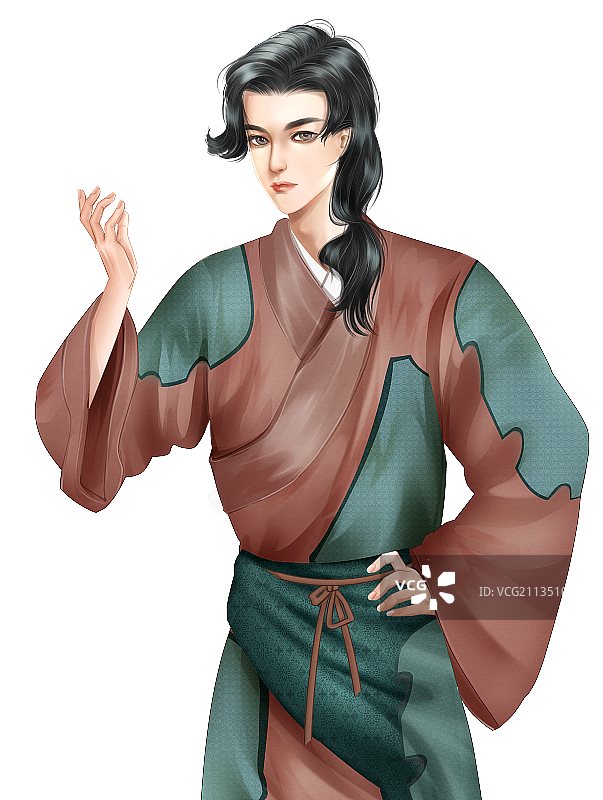 中国风古风男性乞丐插画图片素材