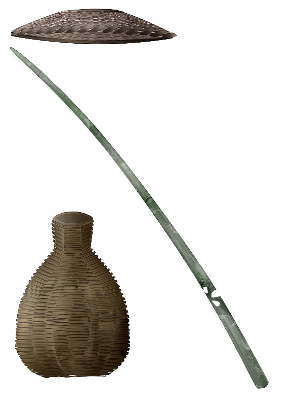 中国风古风渔具插画图片素材