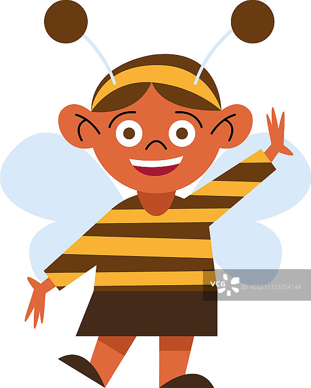 穿着万圣节蜜蜂服装的女孩图片素材