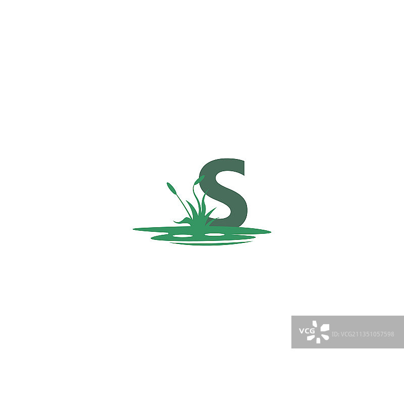 字母S水坑草地背景模板图片素材