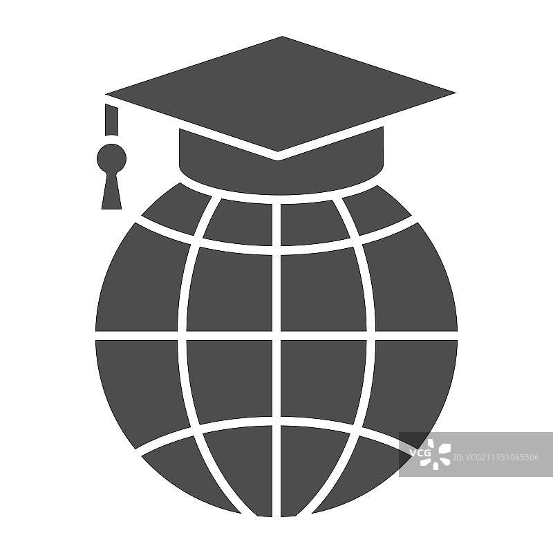 毕业帽中的世界地球仪实体图标图片素材