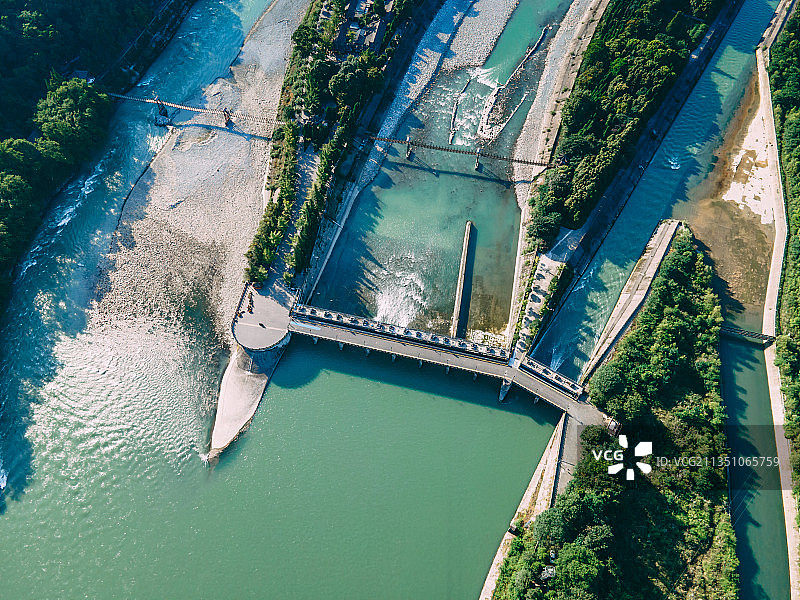 都江堰水利工程航拍图片素材