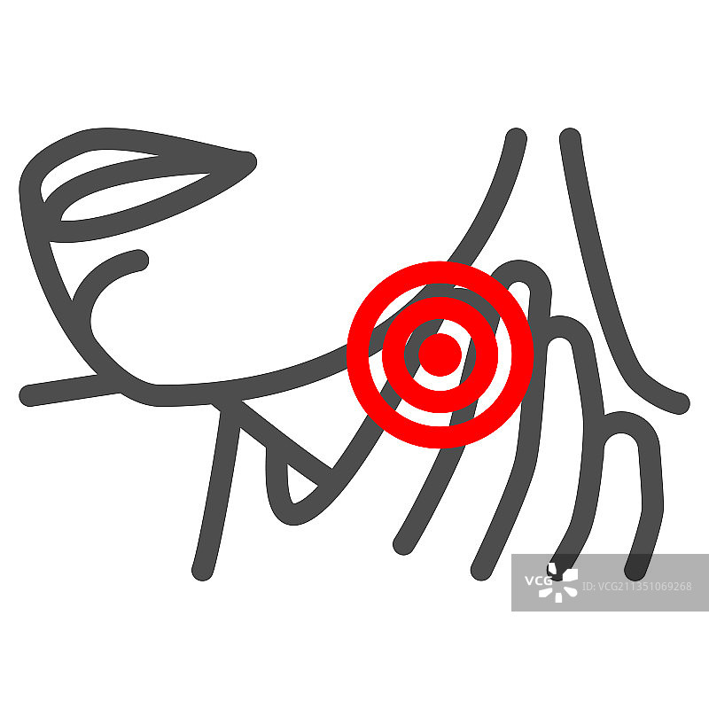 女人喉咙痛的线条图标，身体疼痛概念图片素材