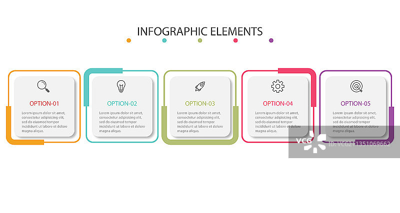 包含5个元素的商务信息图表PPT模板图片素材