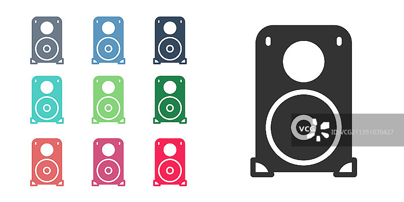 白色背景上的黑色立体扬声器图标图片素材