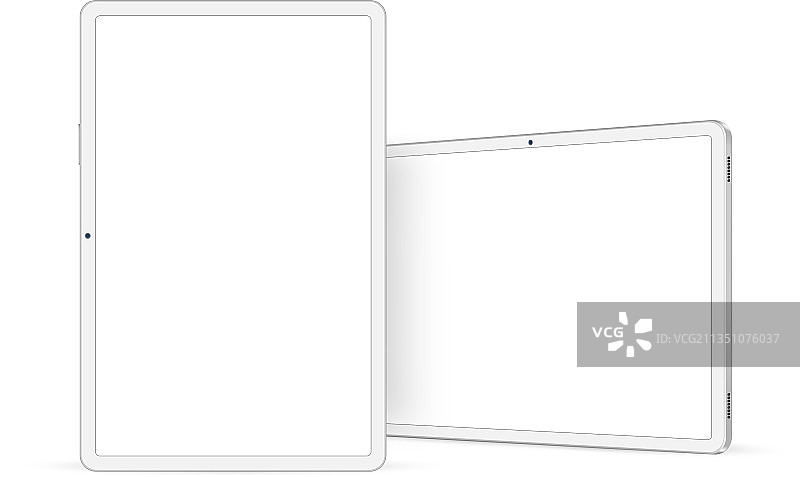 白色平板电脑模型样机（横版和竖版）图片素材