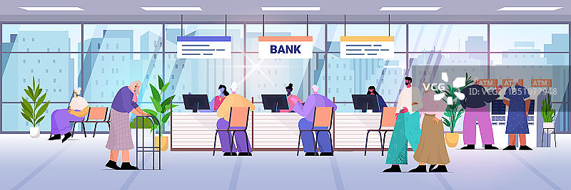 现代银行的客户与顾问图片素材