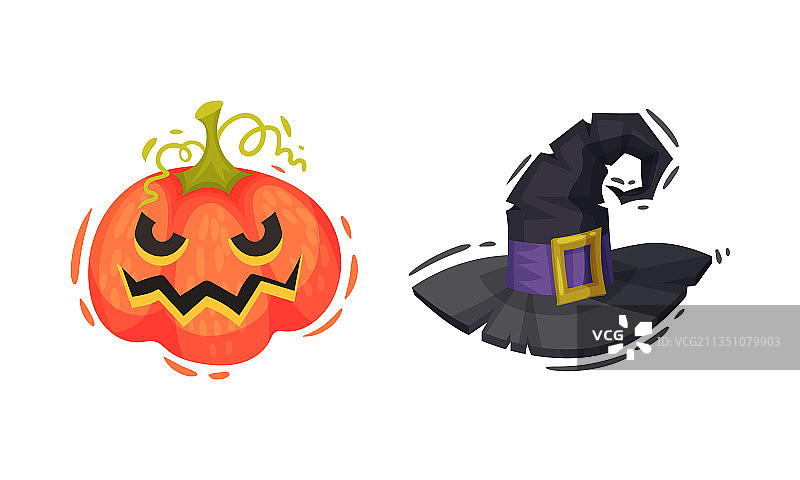作为万圣节象征的女巫尖帽和南瓜图片素材