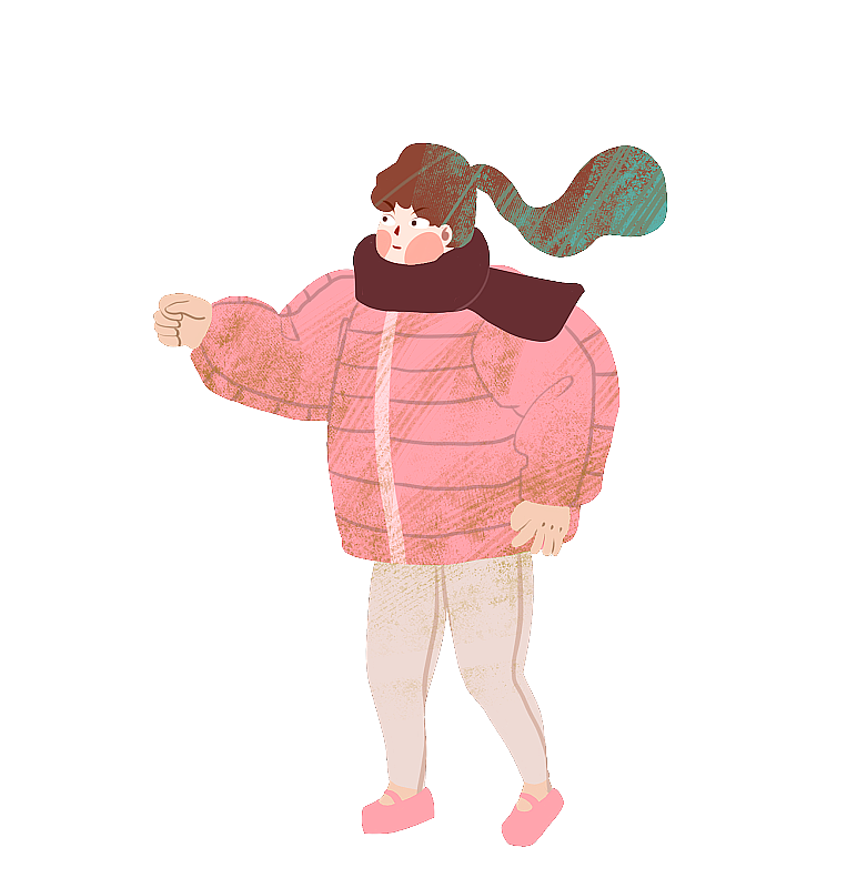 冬天女孩手拿着插画人物元素图片素材