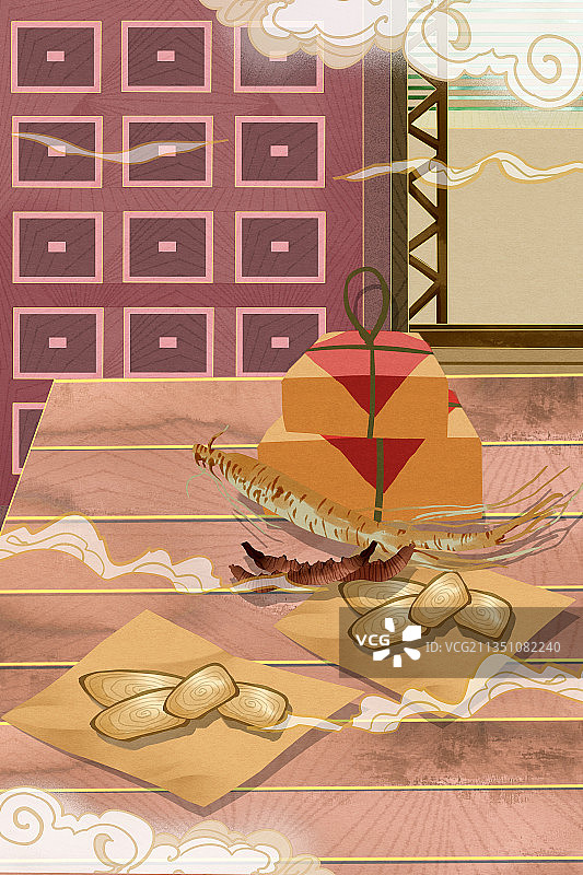 中医药店插画背景图片素材