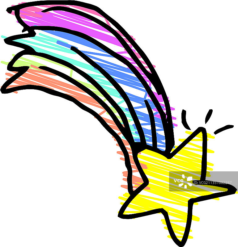 孩子画的可爱流星涂鸦图片素材