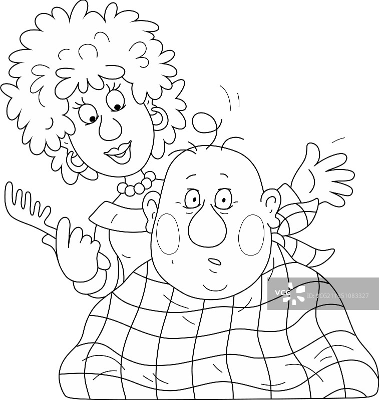 理发师和理发后的顾客图片素材