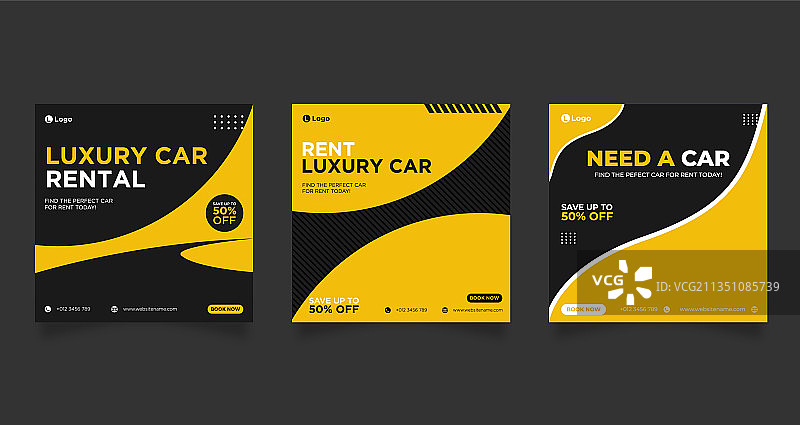 用于社交媒体banner帖子模板的租车图片素材
