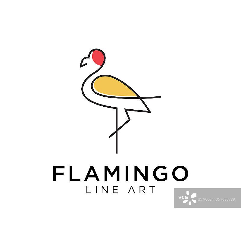 火烈鸟logo线条轮廓单线图标图片素材