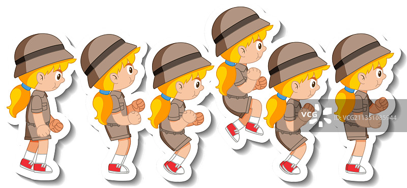 女童子军不同动作合集图片素材