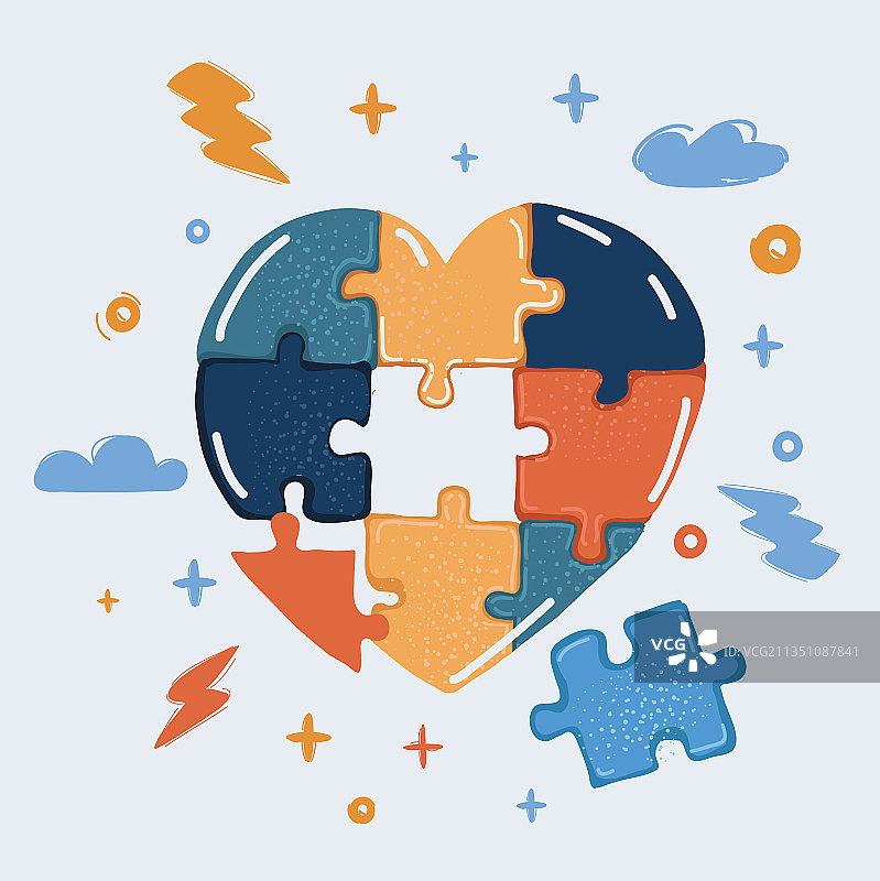 心形拼图图片素材