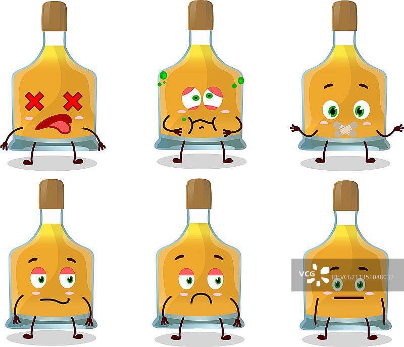 卡通伏特加酒瓶角色，带有nope字样图片素材