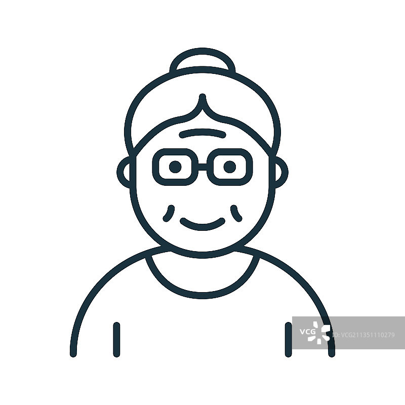 老年人线条图标快乐老妇人图片素材