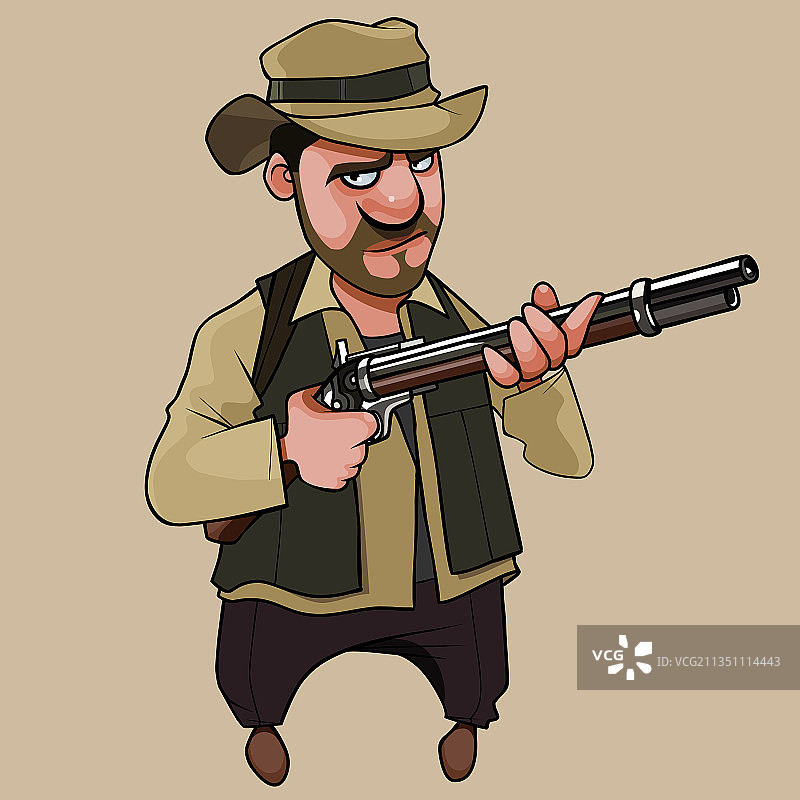 卡通严肃的猎人图片素材