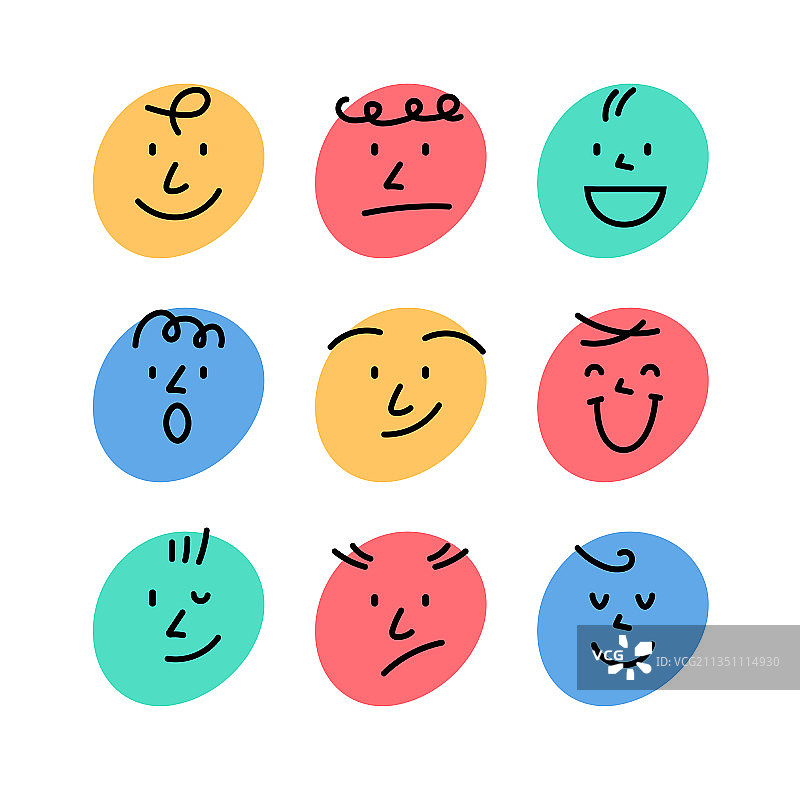 卡通笑脸抽象快乐图标图片素材