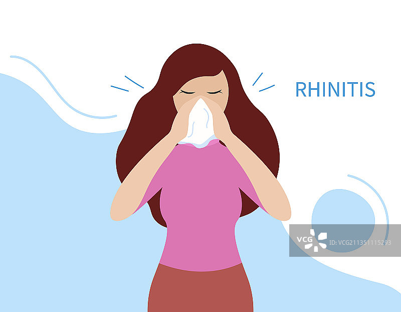 鼻炎、流鼻涕、生病的女人打喷嚏图片素材