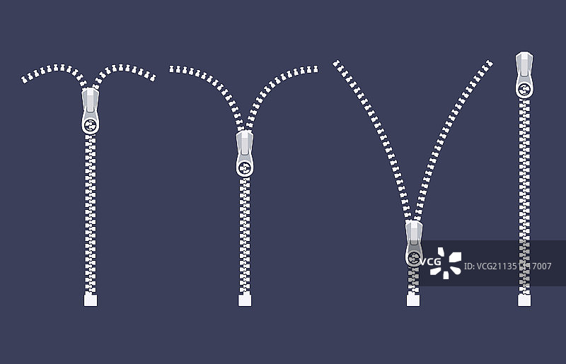 打开的拉链齿：金属紧固件图片素材