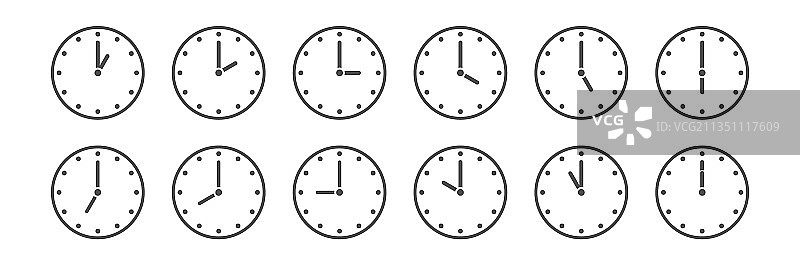 指示每小时时间的时钟图片素材