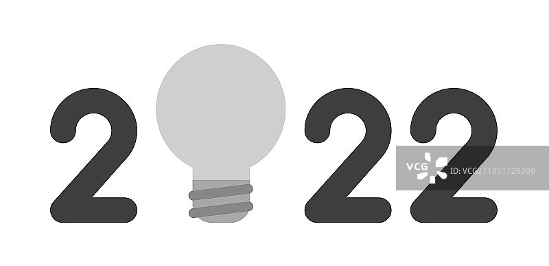 2022新年概念：灰色灯泡代替图片素材