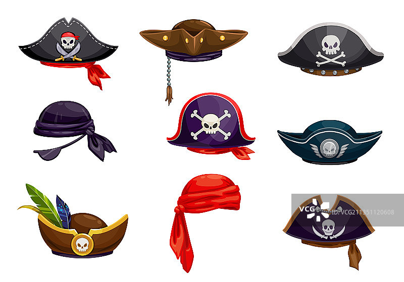 卡通海盗船长帽与头巾图片素材