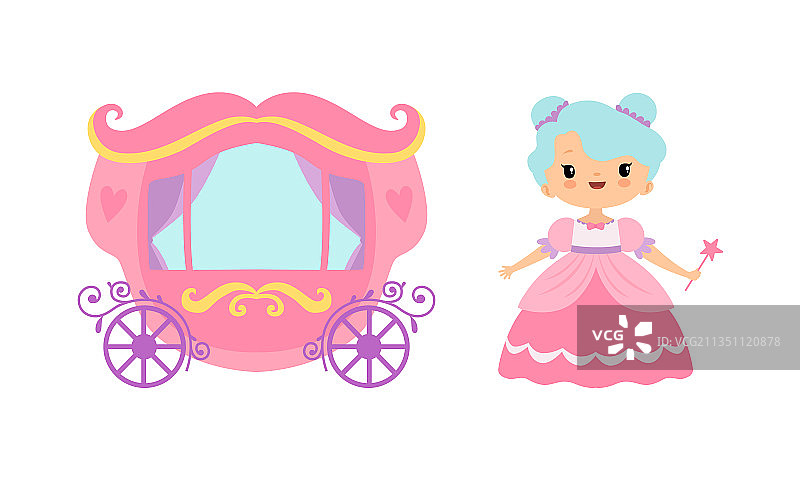 漂亮的皇家灰姑娘马车和仙女图片素材