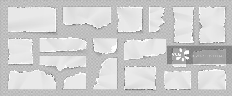 逼真的白色纸张撕裂碎片图片素材