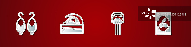 耳环、特内里费音乐厅和发梳套装图片素材