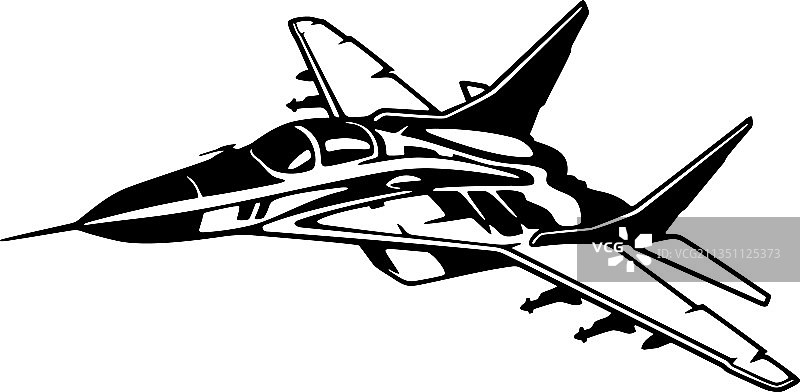 战斗机详细轮廓剪影图片素材