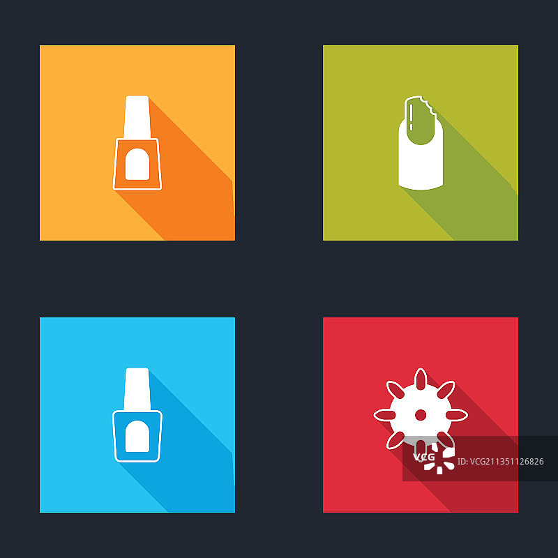 破损和假指甲油瓶套装图片素材