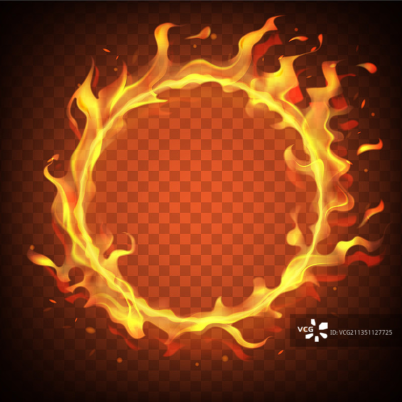 逼真的圆形火焰光效边框图片素材