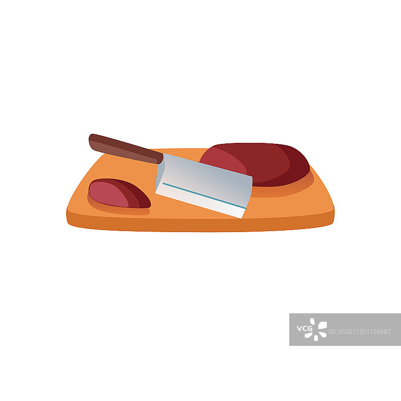 扁平卡通砧板上的肉块图片素材