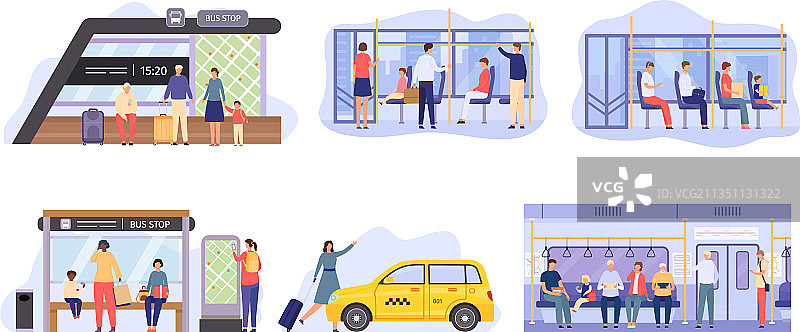 城市公交站台人群图片素材