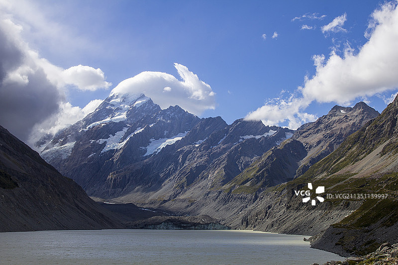 新西兰塔斯曼冰川霍克湖风光图片素材