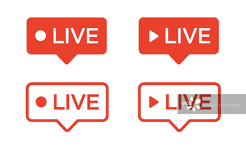 白色背景上的红色直播按钮图片素材
