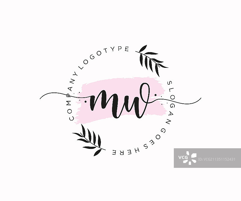 MW首字母女性标志美容字母组合图片素材