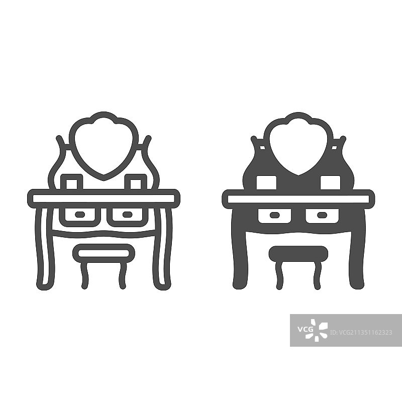 梳妆台和凳子线条图片素材