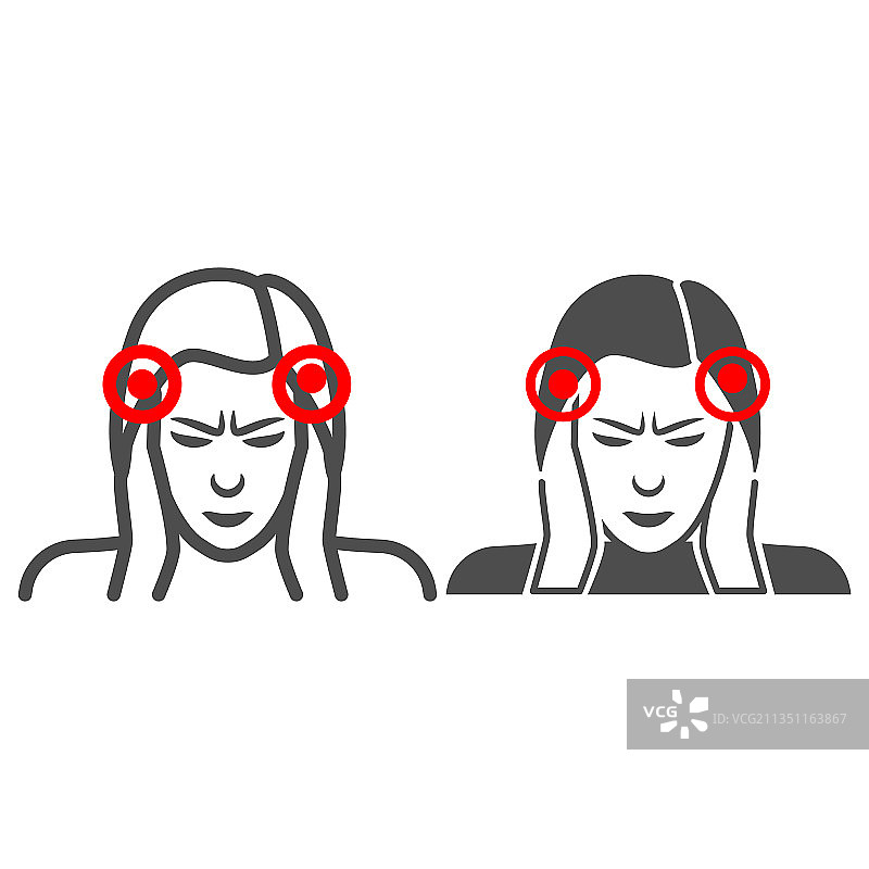 太阳穴疼痛的女人图片素材