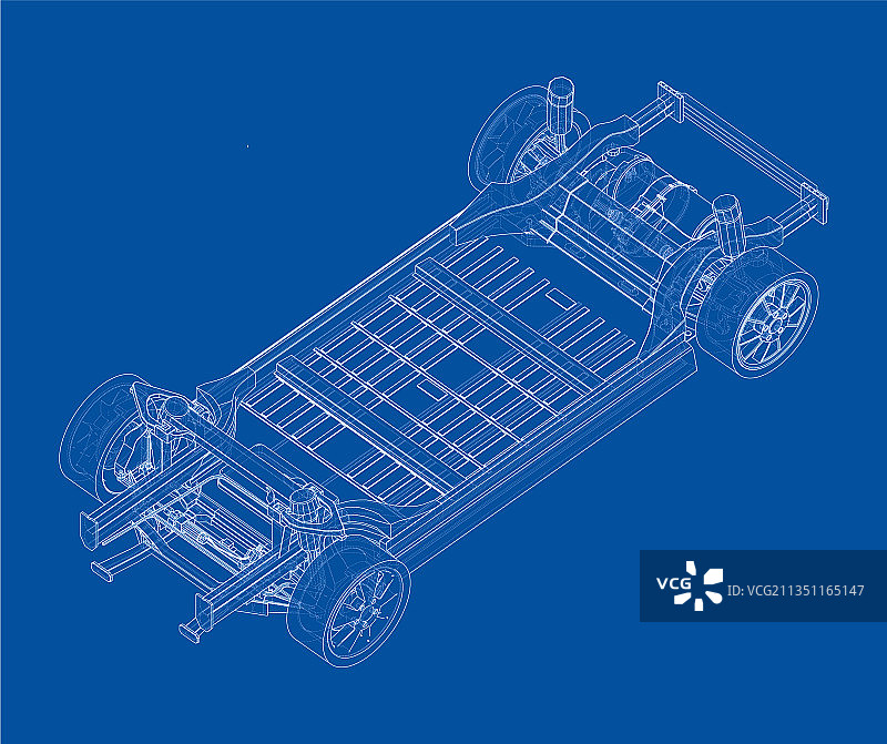 带电池的电动汽车底盘图片素材