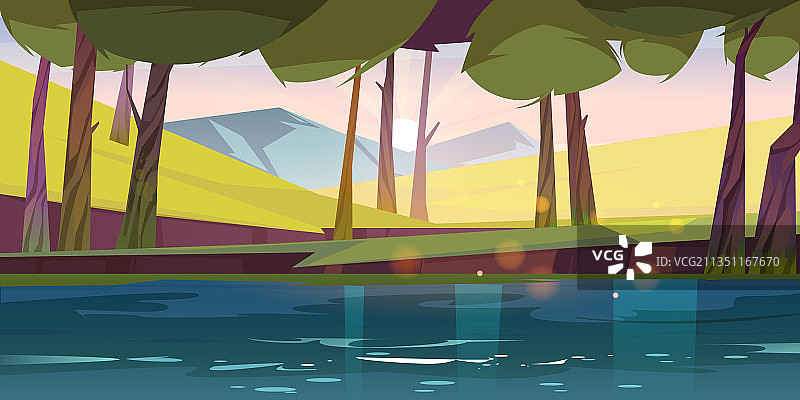 森林池塘自然风光平静的湖面或河流图片素材