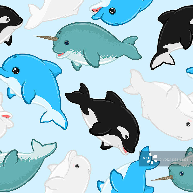 卡通造型水生哺乳动物图案图片素材