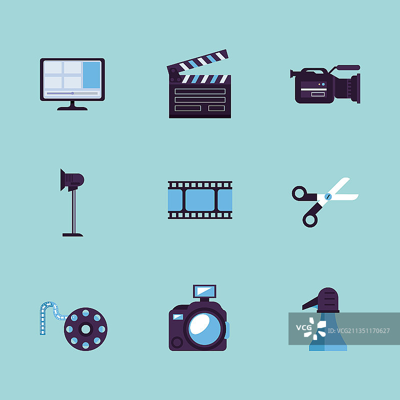 九个视频制作图标图片素材