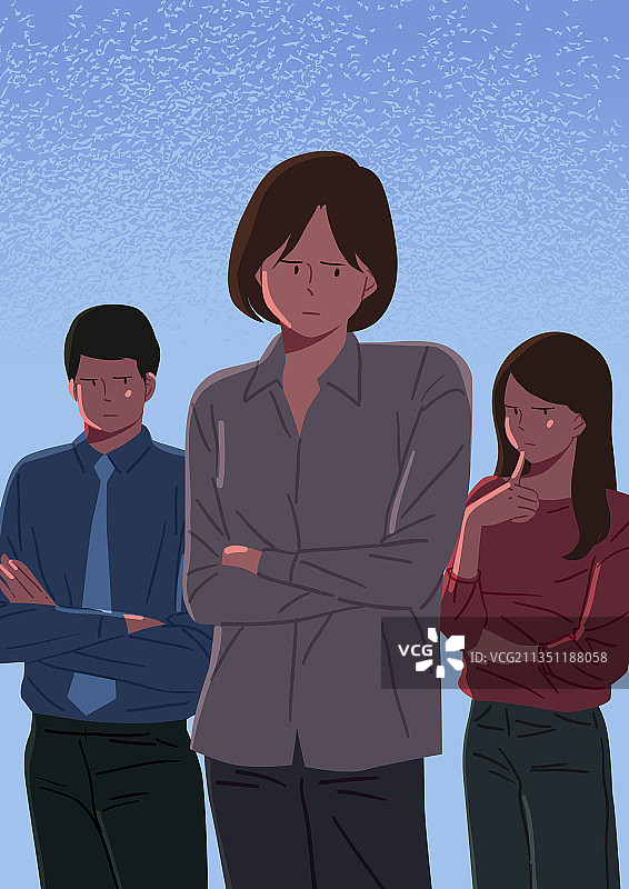 焦虑、情绪、怀疑、不信任、人、双臂交叉、白领图片素材