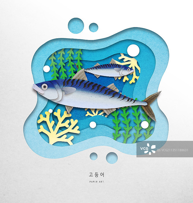 纸艺海洋鱼类装饰画（鲭鱼）图片素材