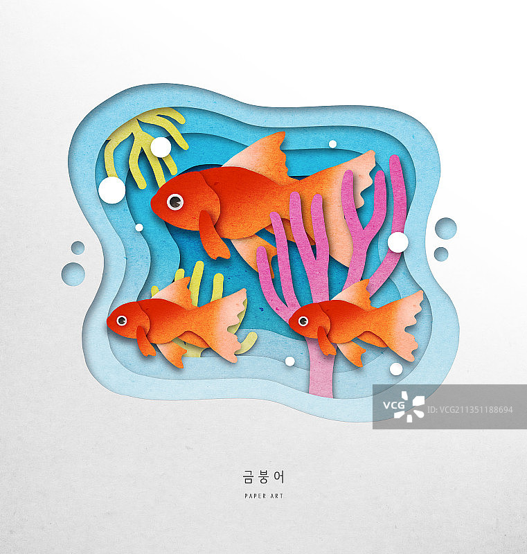 纸张艺术、画框、海洋、鱼、金鱼图片素材